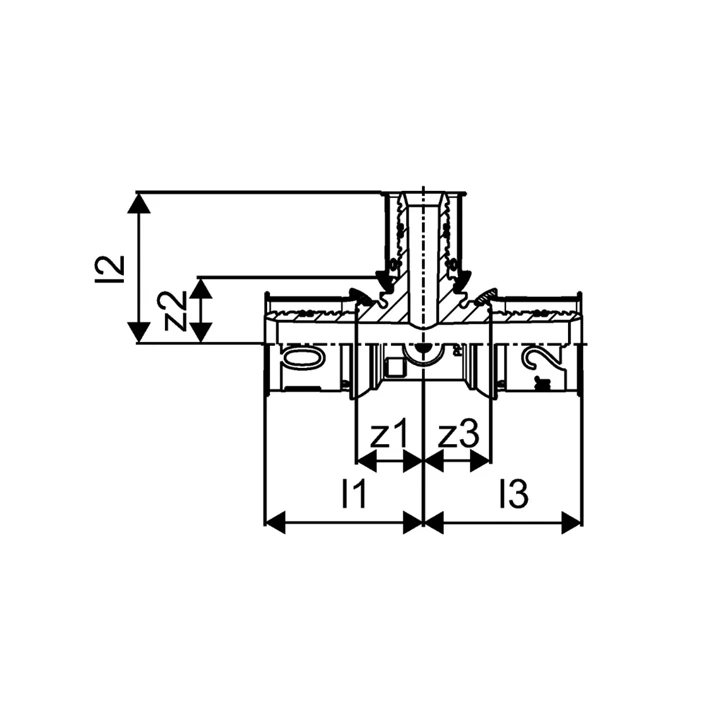 Uponor S-Press PLUS PPSU szűkített T-idom 20-25-20 1039952