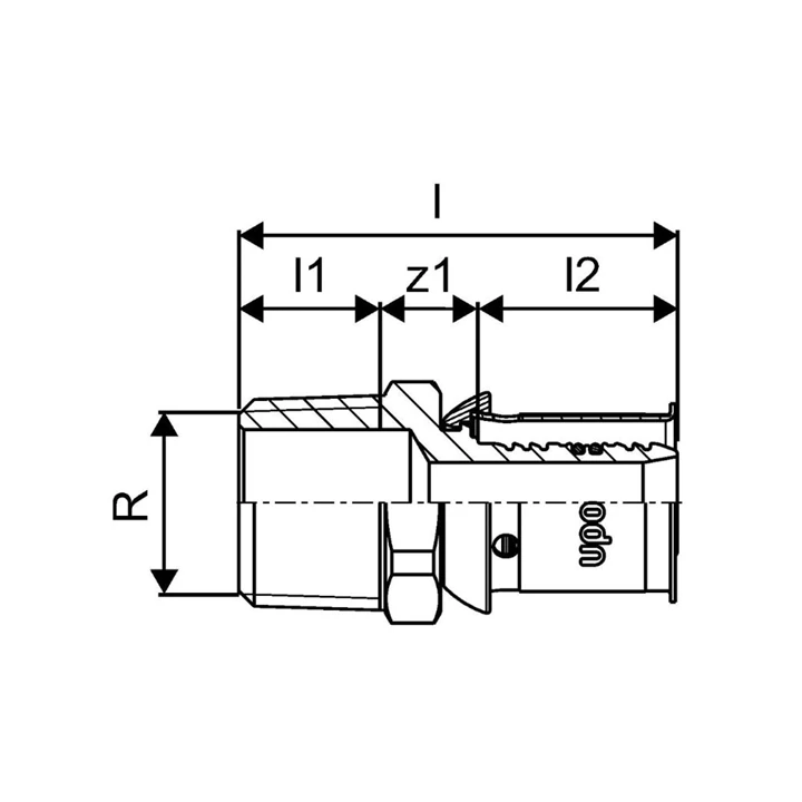 Uponor S-Press PLUS külsőmenetes csatlakozó 20-1/2" KM 1070504