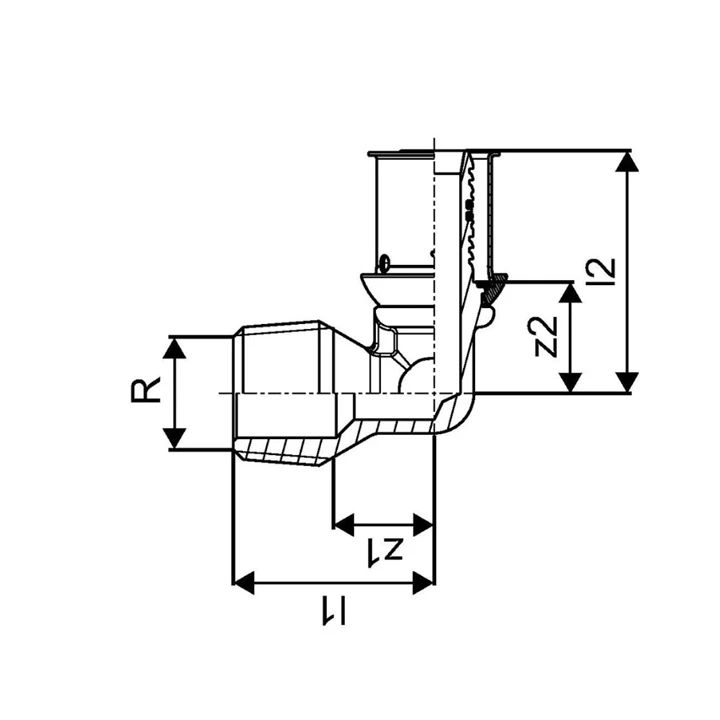 Uponor S-Press PLUS fém könyök 20-3/4" KM 1070534 Uponor S-Press PLUS fém könyök 20-3/4" KM 1070534