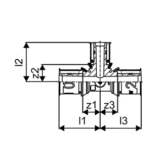Uponor S-Press PLUS PPSU szűkített T-idom 25-20-20 1039956