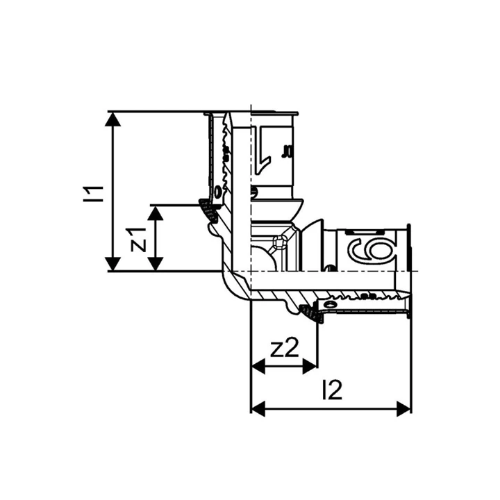 Uponor S-Press PLUS fém könyök 25-25 1070525 Uponor S-Press PLUS fém könyök 25-25 1070525