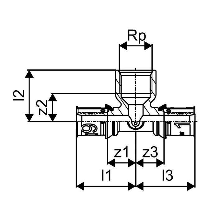 Uponor S-Press PLUS fém belsőmenetes T-idom 32-1/2" BM-32 1070600