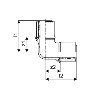 Uponor S-Press fém könyök 40-40 1046908 Uponor S-Press fém könyök 40-40 1046908
