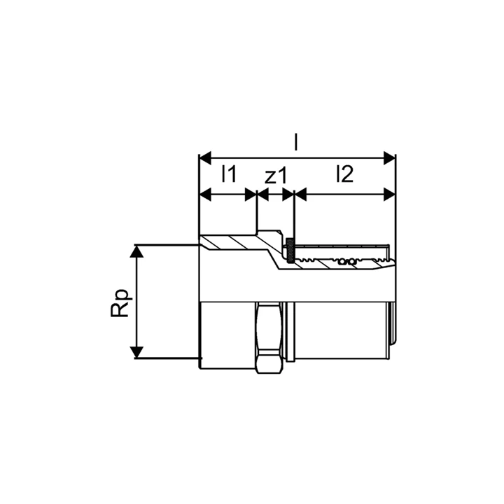 Uponor S-Press belsőmenetes csatlakozó 50-Rp1 1/2"FT 1046907