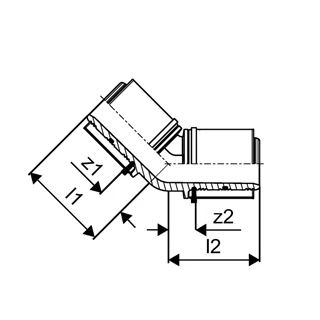 Uponor S-Press PPSU 45° könyök 75-75 1032880