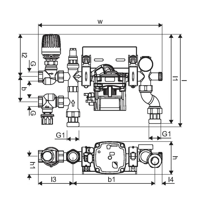 Uponor Fluvia T bekeverő egység Push-23-B-W 1078304