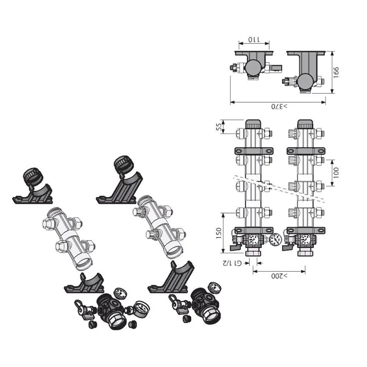 Uponor Magna ipari osztó-gyűjtő alapkészlet 1045815