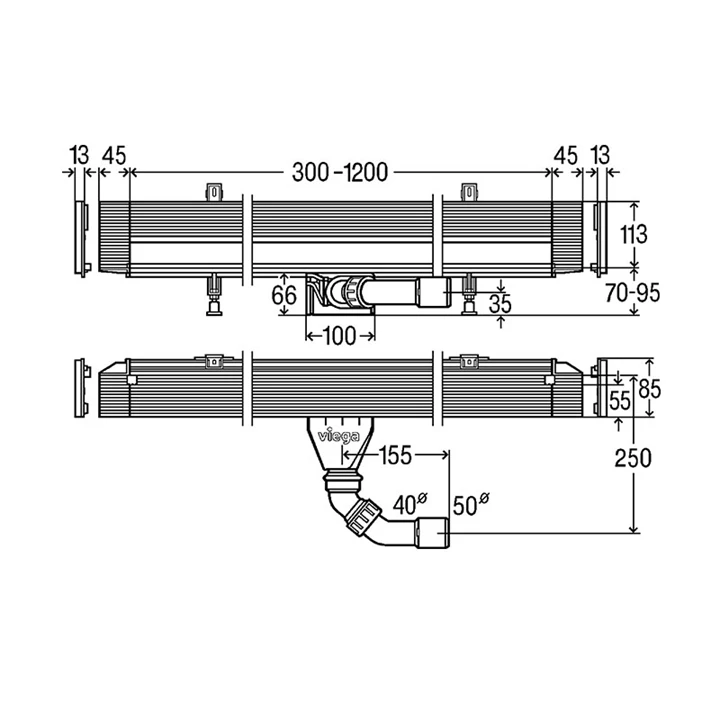 Viega Advantix Vario méretre vágható fali zuhanylefolyó alaptest, 300-1200mm, építési magasság: 70-100mm VG-736736 Viega Advantix Vario méretre vágható fali zuhanylefolyó alaptest, 300-1200mm, építési magasság: 70-100mm VG-736736