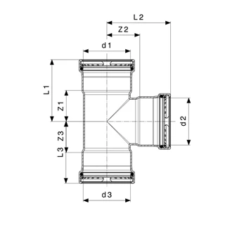 Viega Sanpress Inox XL T-idom 64-22-64 VG-578077 Viega Sanpress Inox XL T-idom 64-22-64 VG-578077