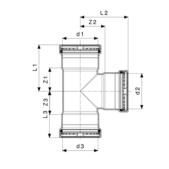 Viega Sanpress Inox XL T-idom 64-22-64 VG-578077 Viega Sanpress Inox XL T-idom 64-22-64 VG-578077