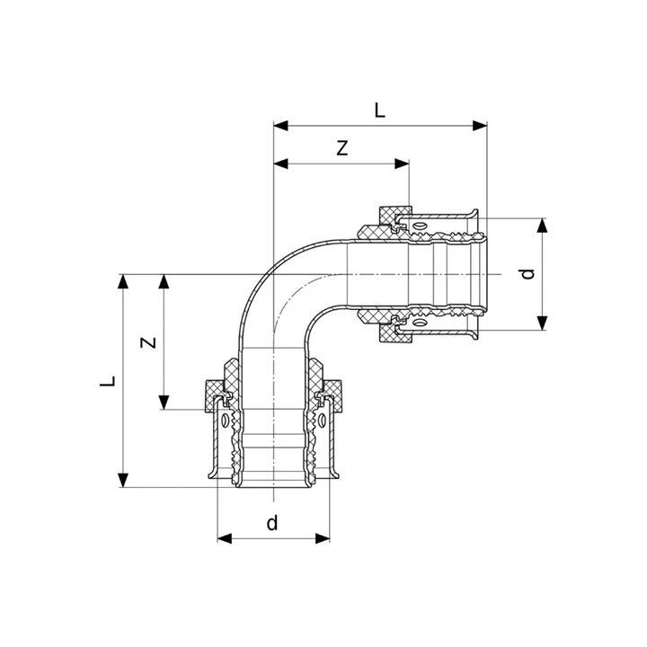 Viega Smartpress 90°-os ív, 40 VG-731922