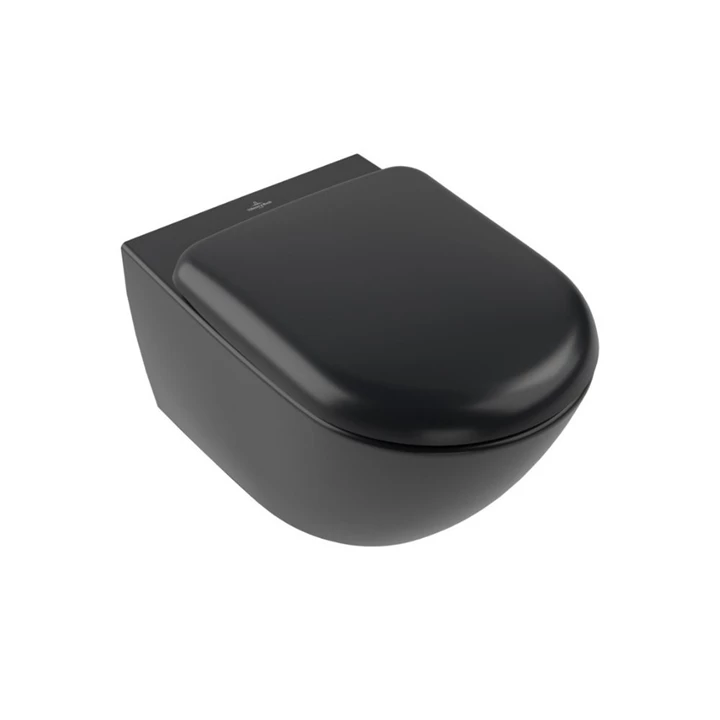 Villeroy and Boch Antao gyűrű nélküli mélyöblítésű wc 37x56cm Pure Black CeramicPlus 4674T0R7 Villeroy and Boch Antao gyűrű nélküli mélyöblítésű wc 37x56cm Pure Black CeramicPlus 4674T0R7