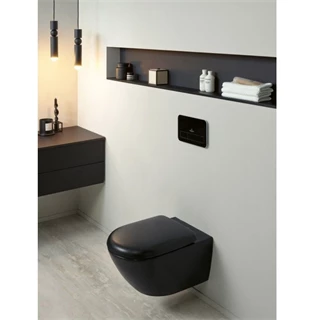 Villeroy and Boch Antao gyűrű nélküli mélyöblítésű wc 37x56cm Pure Black CeramicPlus 4674T0R7 Villeroy and Boch Antao gyűrű nélküli mélyöblítésű wc 37x56cm Pure Black CeramicPlus 4674T0R7