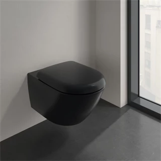 Villeroy and Boch Antao gyűrű nélküli mélyöblítésű wc 37x56cm Pure Black CeramicPlus 4674T0R7 Villeroy and Boch Antao gyűrű nélküli mélyöblítésű wc 37x56cm Pure Black CeramicPlus 4674T0R7