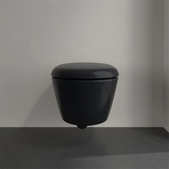 Villeroy and Boch Antao gyűrű nélküli mélyöblítésű wc 37x56cm Pure Black CeramicPlus 4674T0R7 Villeroy and Boch Antao gyűrű nélküli mélyöblítésű wc 37x56cm Pure Black CeramicPlus 4674T0R7