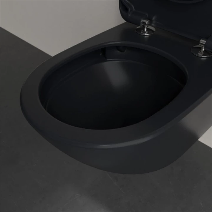 Villeroy and Boch Antao gyűrű nélküli mélyöblítésű wc 37x56cm Pure Black CeramicPlus 4674T0R7 Villeroy and Boch Antao gyűrű nélküli mélyöblítésű wc 37x56cm Pure Black CeramicPlus 4674T0R7