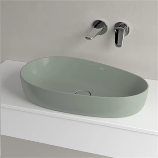 Villeroy and Boch Antao ráültethető mosdó, aszimmetrikus, fali vagy magasított csaptelephez, 650 x 400, Morning Green 4A Villeroy and Boch Antao ráültethető mosdó, aszimmetrikus, fali vagy magasított csaptelephez, 650 x 400, Morning Green 4A