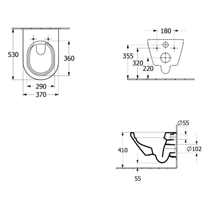 Villeroy and Boch Architectura Gyűrű nélküli mélyöblítésű fali WC, TwistFlush, kerek, hátsós, Fehér Alpin Antibac Cerami