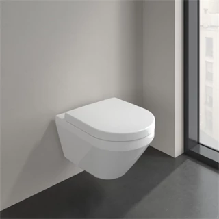 Villeroy and Boch Architectura Gyűrű nélküli mélyöblítésű fali WC, TwistFlush, kerek, hátsós, Fehér Alpin Antibac Cerami