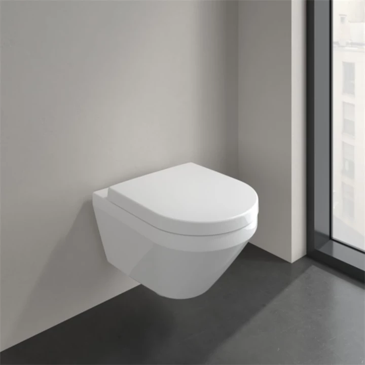 Villeroy and Boch Architectura Gyűrű nélküli mélyöblítésű fali WC, TwistFlush, kerek, hátsós, Fehér Alpin Antibac Cerami