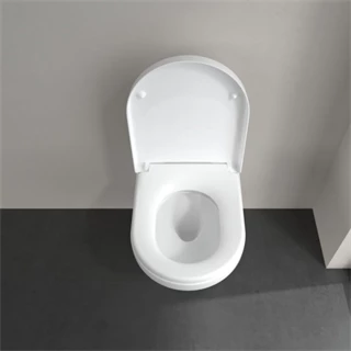 Villeroy and Boch Architectura Gyűrű nélküli mélyöblítésű fali WC, TwistFlush, kerek, hátsós, Fehér Alpin Antibac Cerami