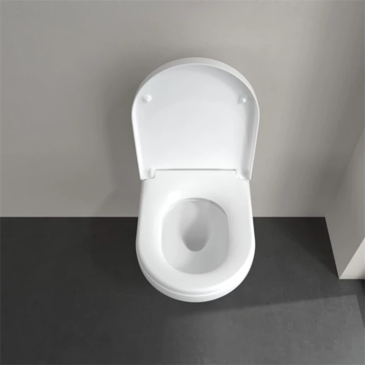 Villeroy and Boch Architectura Gyűrű nélküli mélyöblítésű fali WC, TwistFlush, kerek, hátsós, Fehér Alpin Antibac Cerami