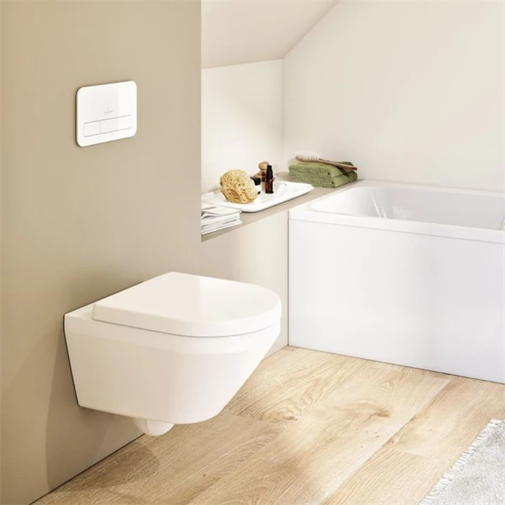 Villeroy and Boch Architectura Gyűrű nélküli mélyöblítésű fali WC, TwistFlush, kerek, hátsós, Fehér Alpin Antibac Cerami