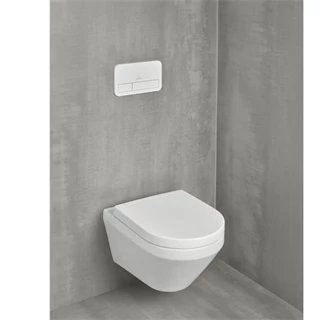 Villeroy and Boch Architectura Gyűrű nélküli mélyöblítésű fali WC, TwistFlush, kerek, hátsós, Fehér Alpin Antibac Cerami