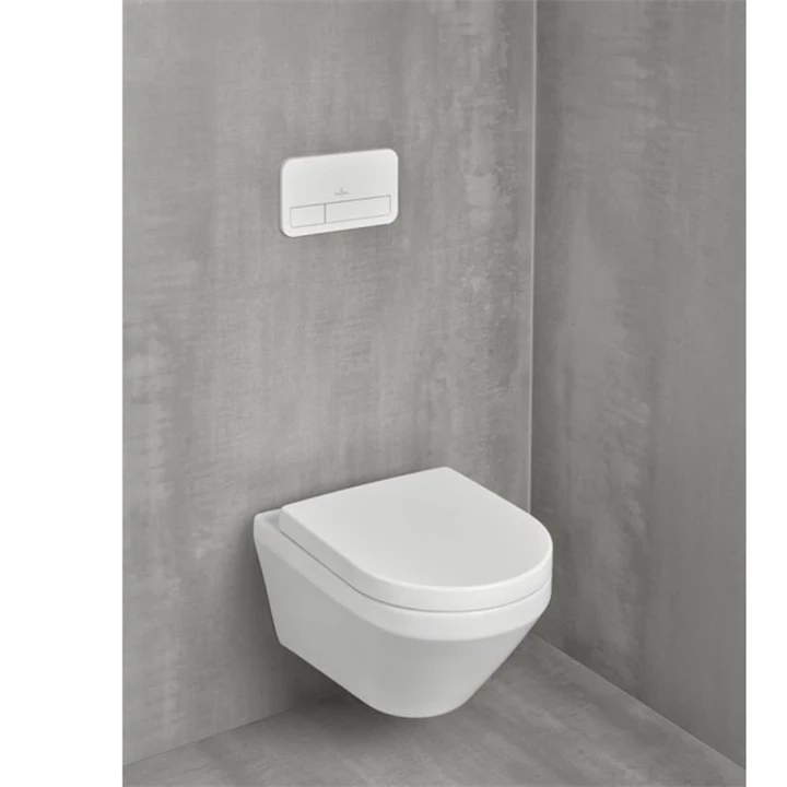 Villeroy and Boch Architectura Gyűrű nélküli mélyöblítésű fali WC, TwistFlush, kerek, hátsós, Fehér Alpin Antibac Cerami