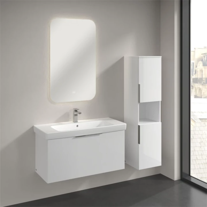 Villeroy and Boch Architectura magasszekrény 2 ajtó, 1nyitott, 2 üvegpolc, zsanér jobbon, 350x1400x346 mm, fehér B89701V Villeroy and Boch Architectura magasszekrény 2 ajtó, 1nyitott, 2 üvegpolc, zsanér jobbon, 350x1400x346 mm, fehér B89701V