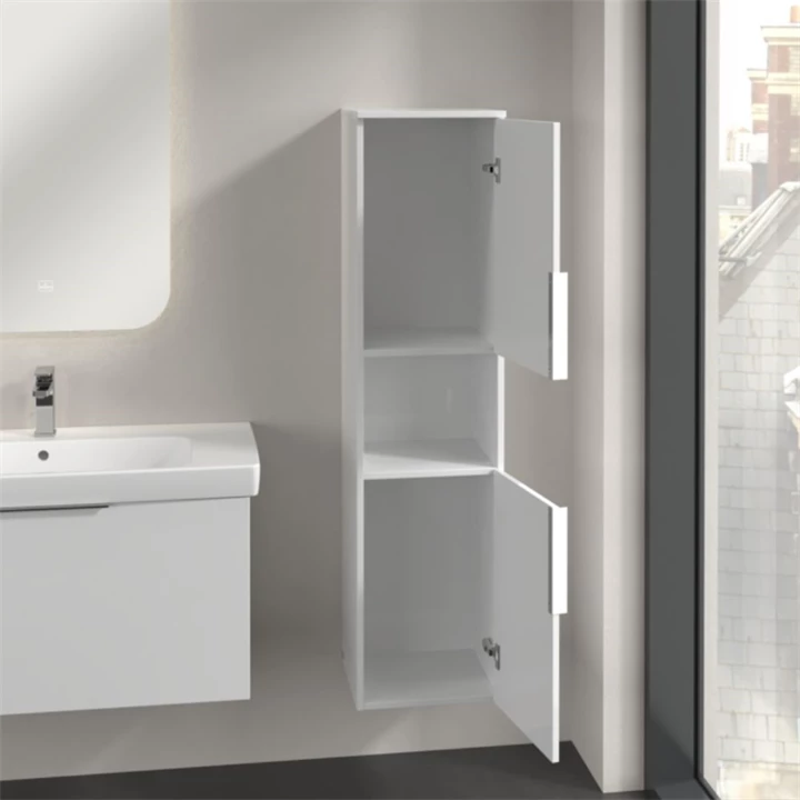 Villeroy and Boch Architectura magasszekrény 2 ajtó, 1nyitott, 2 üvegpolc, zsanér jobbon, 350x1400x346 mm, fehér B89701V Villeroy and Boch Architectura magasszekrény 2 ajtó, 1nyitott, 2 üvegpolc, zsanér jobbon, 350x1400x346 mm, fehér B89701V