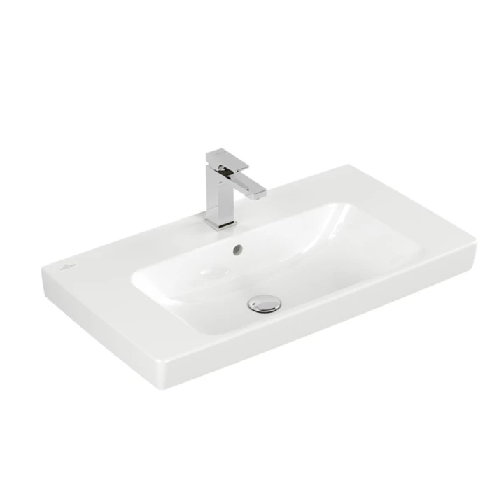 Villeroy and Boch Architectura mosdó középen, négyszög, 3 csaplyukfurattal, túlfolyóval 800x445 mm, fehér 4A878001 Villeroy and Boch Architectura mosdó középen, négyszög, 3 csaplyukfurattal, túlfolyóval 800x445 mm, fehér 4A878001