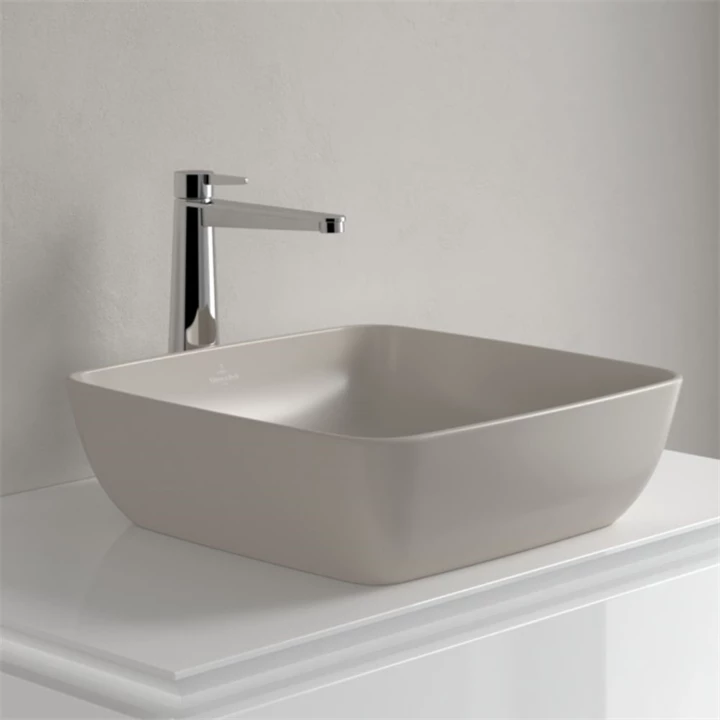 Villeroy and Boch Artis mosdótál, 41x41 cm, csaplyuk és túlfolyó nélkül, pultra ültethető, szögletes, mandula 417841AM Villeroy and Boch Artis mosdótál, 41x41 cm, csaplyuk és túlfolyó nélkül, pultra ültethető, szögletes, mandula 417841AM