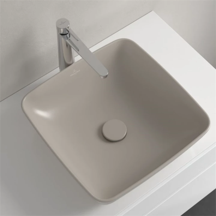Villeroy and Boch Artis mosdótál, 41x41 cm, csaplyuk és túlfolyó nélkül, pultra ültethető, szögletes, mandula 417841AM Villeroy and Boch Artis mosdótál, 41x41 cm, csaplyuk és túlfolyó nélkül, pultra ültethető, szögletes, mandula 417841AM