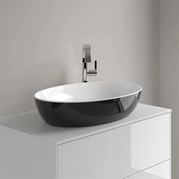 Villeroy and Boch Artis mosdó ovális - 61x41cm, ráültethető, túlfolyó nélkül - coal black/fekete 419861BCT8 Villeroy and Boch Artis mosdó ovális - 61x41cm, ráültethető, túlfolyó nélkül - coal black/fekete 419861BCT8