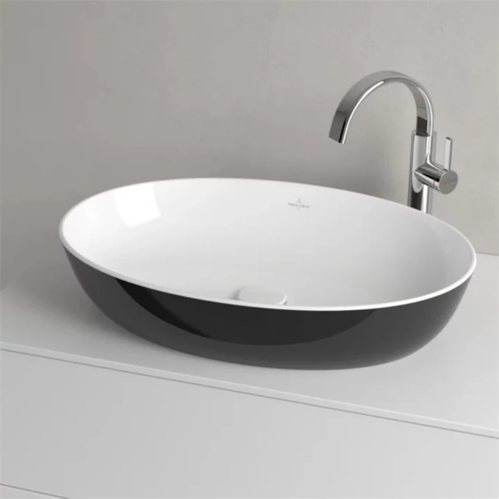 Villeroy and Boch Artis mosdó ovális - 61x41cm, ráültethető, túlfolyó nélkül - coal black/fekete 419861BCT8 Villeroy and Boch Artis mosdó ovális - 61x41cm, ráültethető, túlfolyó nélkül - coal black/fekete 419861BCT8