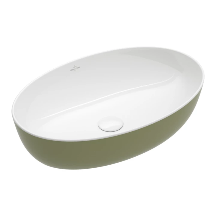 Villeroy and Boch Artis  mosdó ovális - 61x41cm, ráültethető, túlfolyó nélkül - sage green/világoszöld 419861BCS8