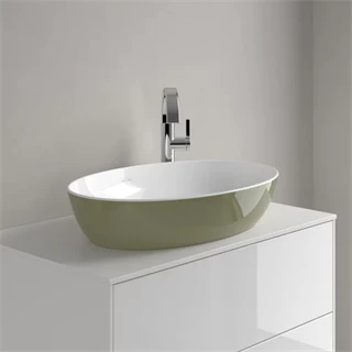 Villeroy and Boch Artis  mosdó ovális - 61x41cm, ráültethető, túlfolyó nélkül - sage green/világoszöld 419861BCS8