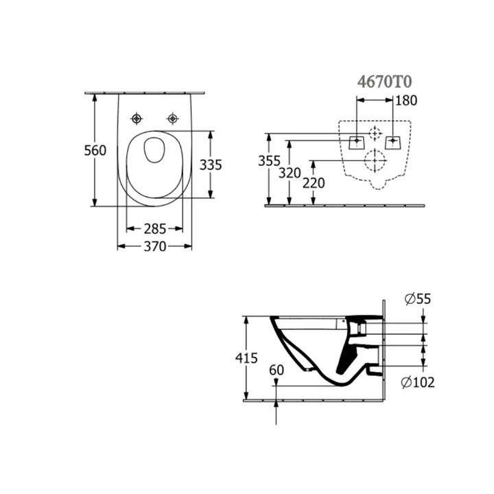 Villeroy and Boch Subway 3.0 Twistflush perem nélküli fali wc 4670T001