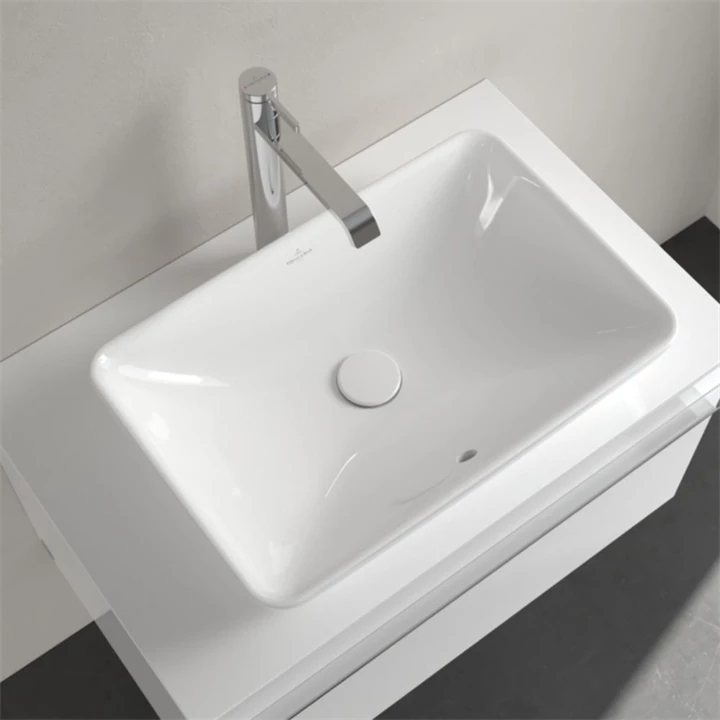 Villeroy and Boch Venticello 55 x 36 cm-es ráültethető mosdó csaplyuk nélkül CeramicPlus felülettel 411355R1 Villeroy and Boch Venticello 55 x 36 cm-es ráültethető mosdó csaplyuk nélkül CeramicPlus felülettel 411355R1