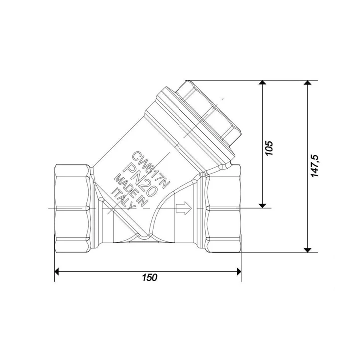 Szerelvény Délpest Vízszűrő Y réz, 2 1/2" ITAP-1920212
