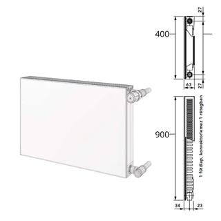 Vogel und Noot Vonoplan síklapú kompakt radiátor 11PK 900 × 400 BT 63 F1I1109004010000 Vogel und Noot Vonoplan síklapú kompakt radiátor 11PK 900 × 400 BT 63 F1I1109004010000