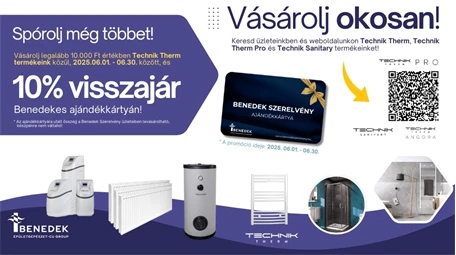 Vásárolj Technik Therm terméket, és kapd vissza a vásárlásod 10%-át Benedek Ajándékkártyán! Vásárolj Technik Therm terméket, és kapd vissza a vásárlásod 10%-át Benedek Ajándékkártyán!