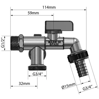 Arco 1/2" kerticsap dual, dupla 3/4" kimenet 472 Arco 1/2" kerticsap dual, dupla 3/4" kimenet 472