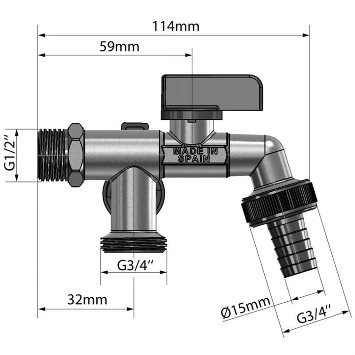 Arco 1/2" kerticsap dual, dupla 3/4" kimenet 472 Arco 1/2" kerticsap dual, dupla 3/4" kimenet 472