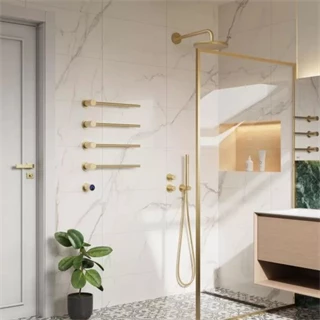 Arezzo design TUBELINE elektromos törölközőszárító radiátor, szálcsiszolt arany AR-TL45100BG