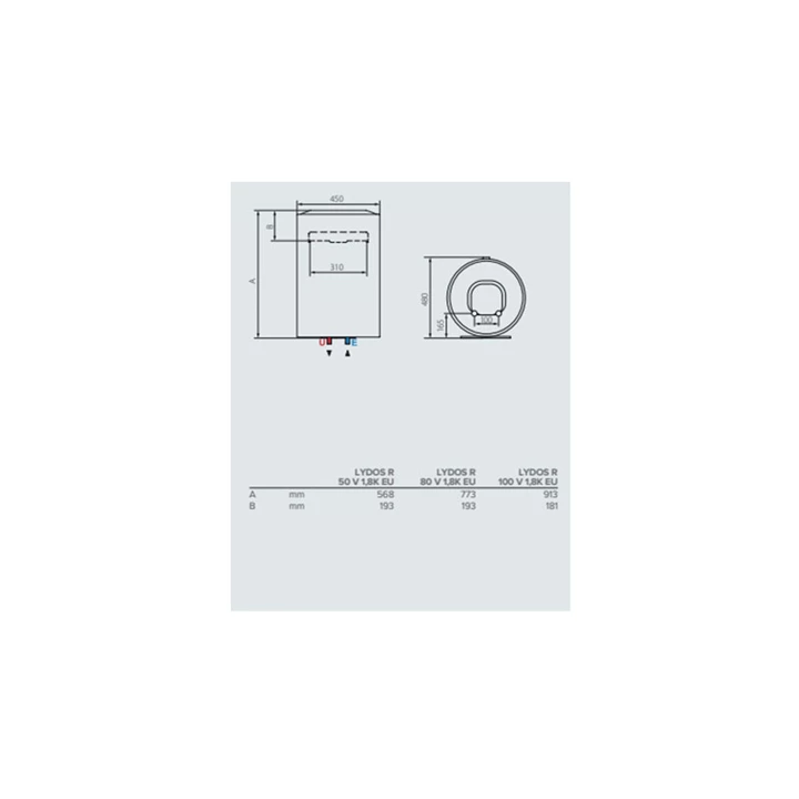 Ariston LYDOS R 80 V 1,8K EU elektromos forróvíztároló 1,8 kW, 80 liter 3201911 Ariston LYDOS R 80 V 1,8K EU elektromos forróvíztároló 1,8 kW, 80 liter 3201911