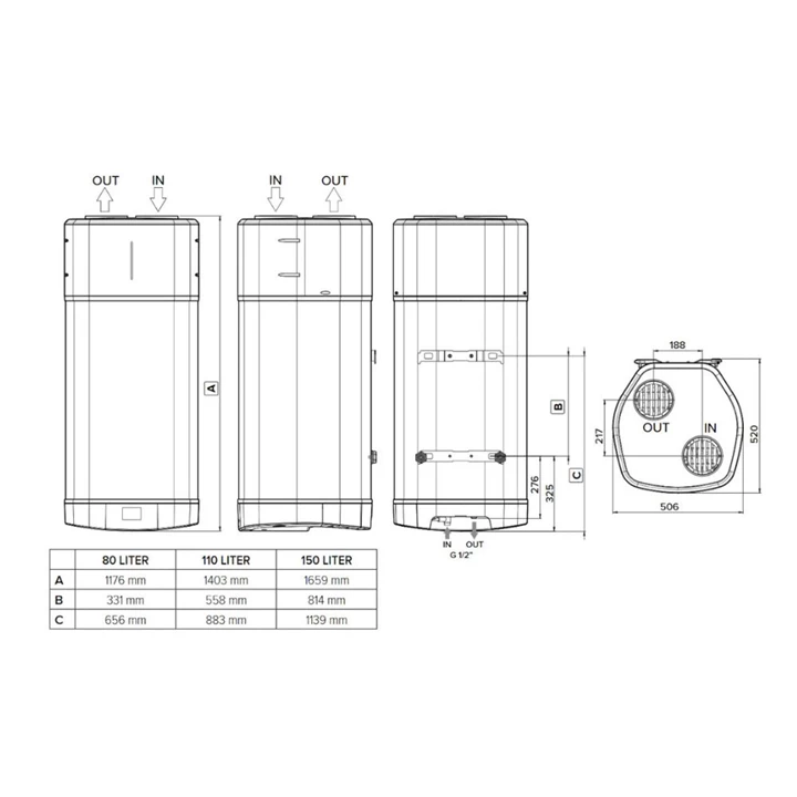 Ariston HMV hőszivattyú, NUOS PLUS S2 WI-FI 110 WH 110, fali monoblokkos használati melegvíz hőszivattyú 3629146 Ariston HMV hőszivattyú, NUOS PLUS S2 WI-FI 110 WH 110, fali monoblokkos használati melegvíz hőszivattyú 3629146