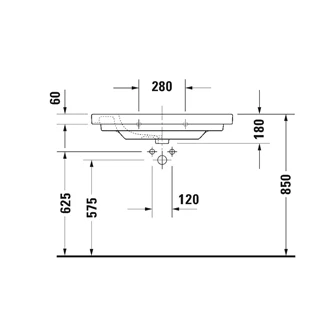Duravit D-Code mosdó bútorra tehető 85*48 cm 03428500002 Duravit D-Code mosdó bútorra tehető 85*48 cm 03428500002