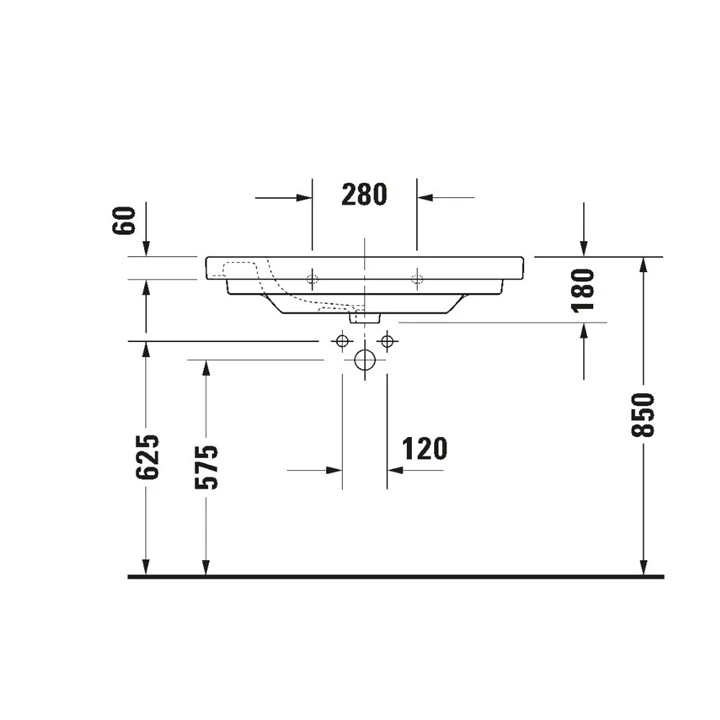 Duravit D-Code mosdó bútorra tehető 85*48 cm 03428500002 Duravit D-Code mosdó bútorra tehető 85*48 cm 03428500002
